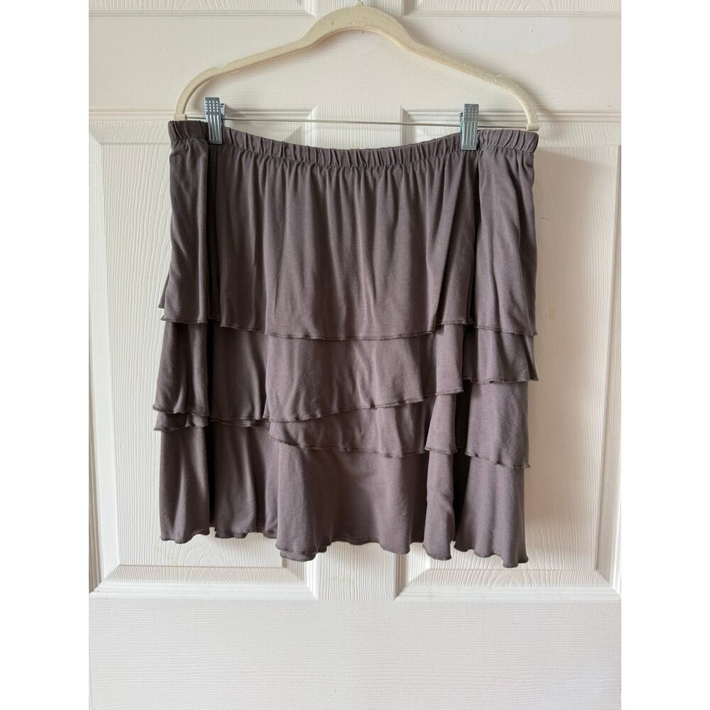 Garnet Hill Tiered Ruffle Skirt Neutral Taupe Size XL Boho Festival Capsule